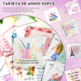 YOGONEV Tarjetas de Afirmaciones Positivas para Mujer - 50 Cartas Motivacionales con Frases Poderosas, Afirmaciones Diarias para Autoestima y Manifestación, Juego de Mindfulness en Caja Magnética - Regalo Inspirador de Empoderamiento Femenino (Pinky)