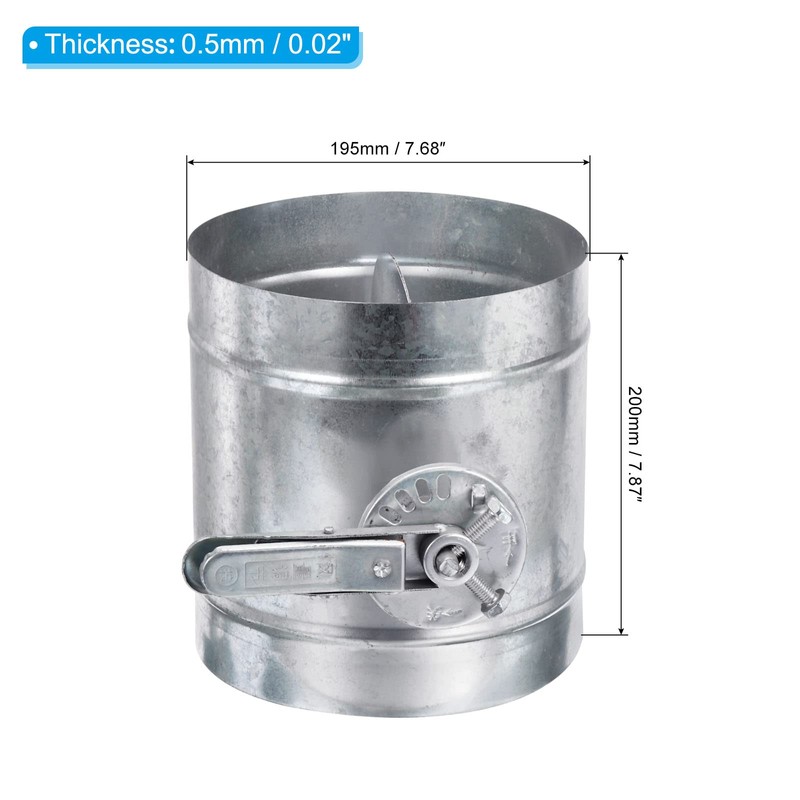 PATIKIL 8" HVAC Duct Manual Volume Damper, Metal Adjustment Airflow