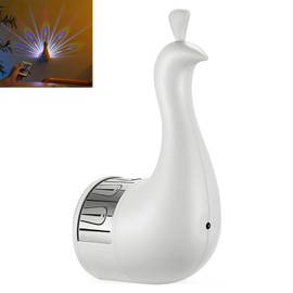 KYWYOYOU Peacock Lamp, Peacock Wall Light, 7 Color Ambient Peacock Light with Remote Control, USB Rechargeable Peacock Night Light for Home Decoration(White)