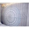 raajsee Metallic Silver Tapestry Grey Mandala Wall Hangings, Indian Cotton