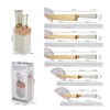 7Pcs Gold White Kitchen Knife Set with Acacia Wooden Block