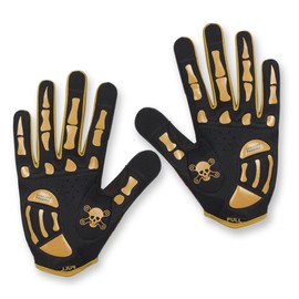 RocRide Skeleton Cycling Gloves Gel Padded Full Finger Road Mountain BMX Unisex Men Women and Youth Sizes Black with White Blue Red Pink or Green Print