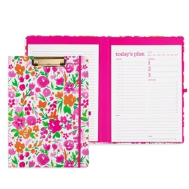 Steel Mill & Co Cute Clipboard Folio with Refillable Lined Notepad and Daily Planner Notepad, Double Notepad Clipboard Folder, 9.25" x 12.25" Padfolio for Work (Watercolor Flowers)