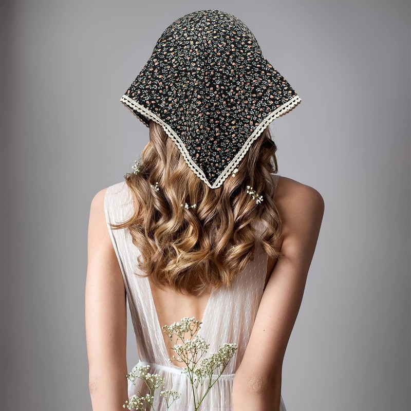 Dingion - Pañuelos florales para el cabello con estampado de
