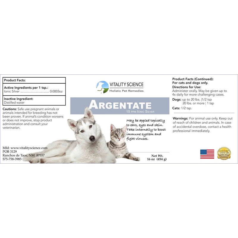 Vitality Science Argentate Ionic Silver for Dogs | Promotes Oxygen-Rich