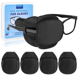 eZAKKA-Parches 3D para ojos para adultos, niños, ojo izquierdo derecho, 4 parches médicos para anteojos, parche de seda para ojos perezosos, ambliopía, estrabismo y después de la cirugía, color negro