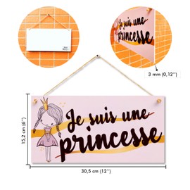 CARISPIBET I Am A Princess Sign For The House Decorative Signs Indoor Signs 15 x 30 cm