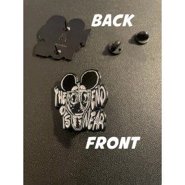 the end is near pinback pin button badge mouse gas mask punk rock