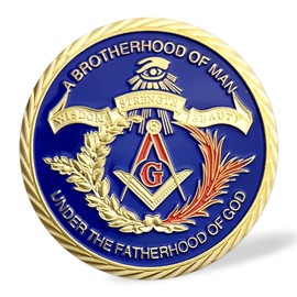 RYUKENLM Masonic Challenge Coin - 3D Freemasonry Commemorative Coin - Under The Fatherhood of God - Masonic Symbol Gift for Lodge Members & Collectors