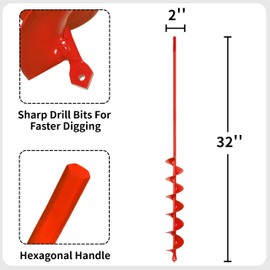 Garden Auger Drill Bit for Planting Auger Bit Plant Flower Bulb Auger Spiral Hole Drill Earth Post Umbrella Bulb Planter Auger for 3/8" Hex Drive