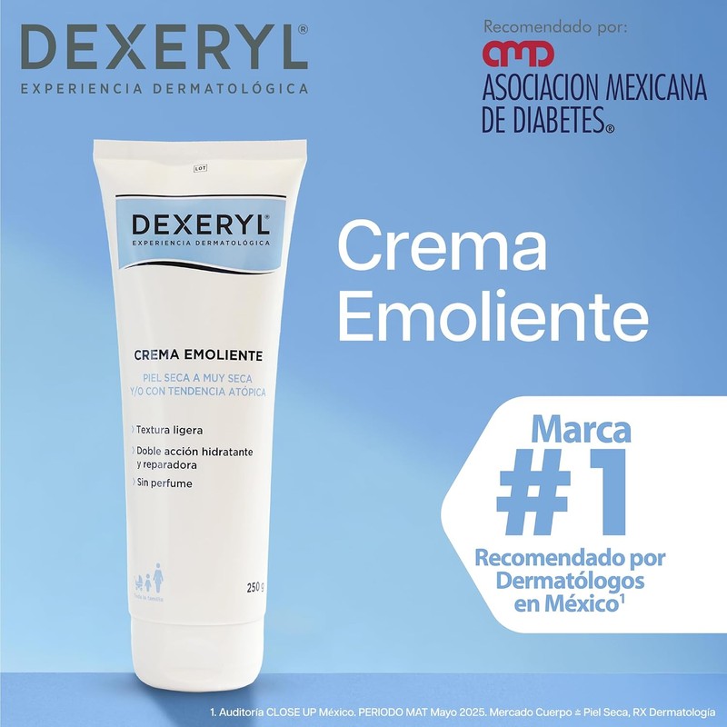 Dexeryl Crema Hidratante Emoliente para Piel Seca, 250g