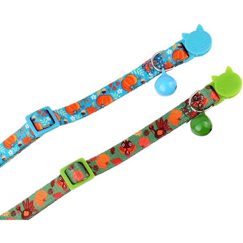 BoomBone 2 Pack Thanksgiving Cat Collar,Safety Puppy Collars Breakaway with