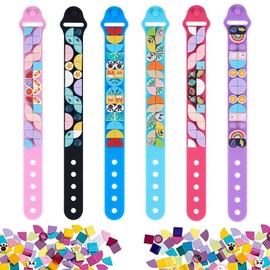 Children's Building Blocks Bracelets, Pack of 6 Dots Bracelets, Friendship Bracelets Toy, DIY Creative Craft Bracelet Making Kit, Bracelets for Children, Girls, Boys, Teenagers, Birthday Gifts,