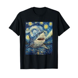 Funny Shark - Van Gogh Style - Starry Night T-Shirt