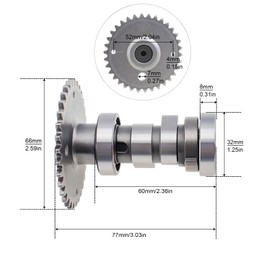 Windance GY6 125cc 150cc CNC High Performance Camshaft for 152QMI / 157QMJ / Scooter Moped ATV Go Karts, Alloy Steel Cam Shaft