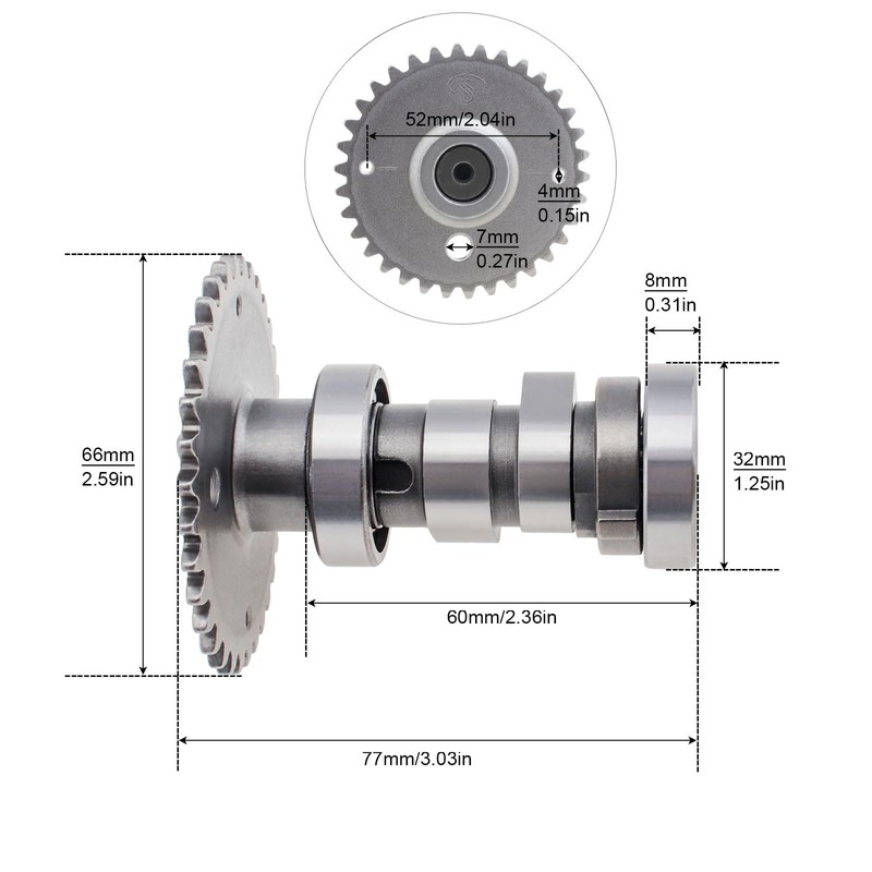 Windance GY6 125cc 150cc CNC High Performance Camshaft for 152QMI