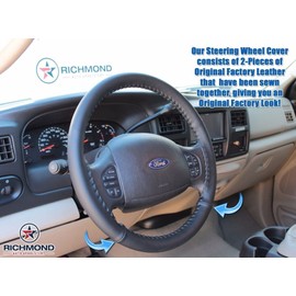 Richmond Auto Upholstery - Leather Steering Wheel Cover, Black Compatible with 1999-2007 Ford F-250 F-350 F-450 F-550 Lariat