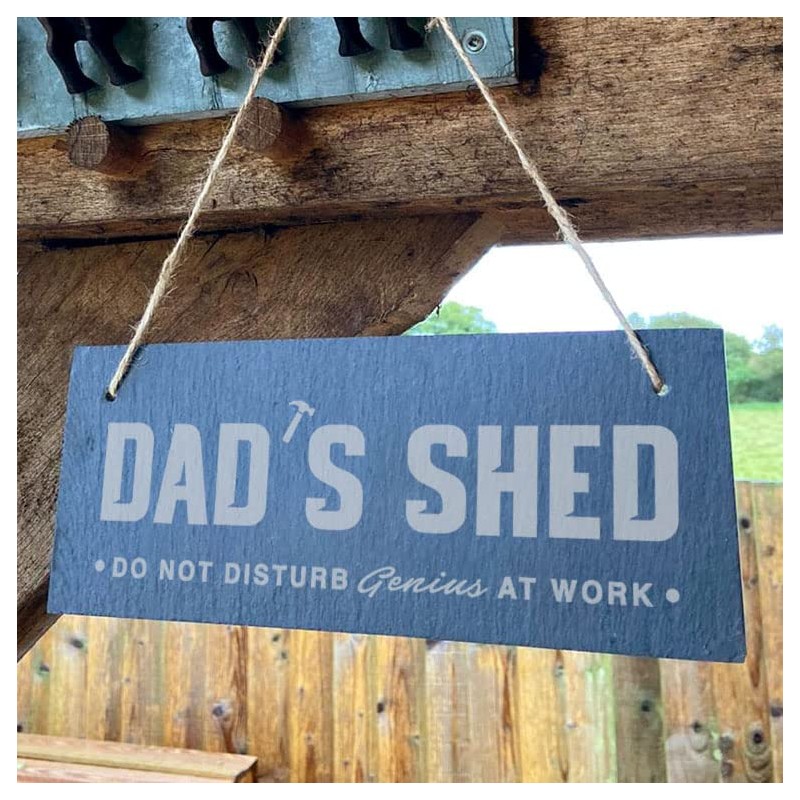 eBuyGB Dad's Shed Sign, Hanging Rectangle Slate Door Sign, 25x10cm