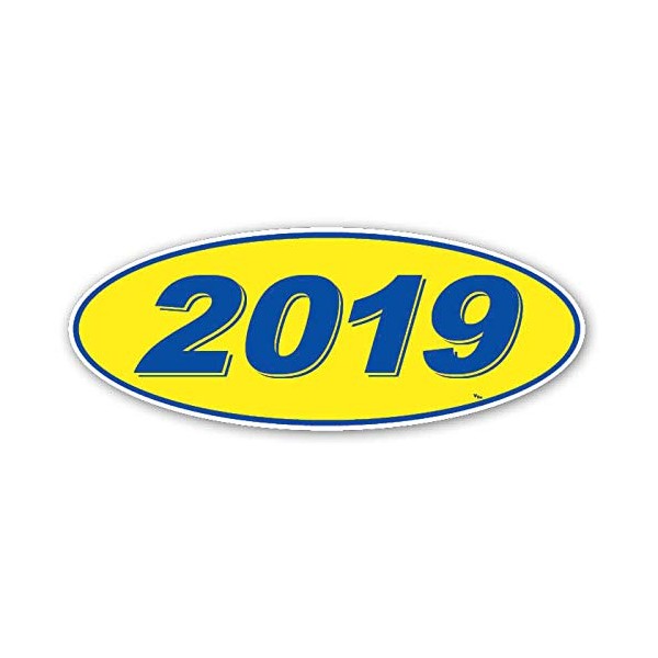 Oval Model Year Window Stickers (Blue Numbers on Yellow) (12
