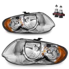 KarSpareHub Headlights Assembly W/Bilbs for 2005-2007 Chrysler Town & Country Halogen Headlamp Replacement, Driver & Passenger Side
