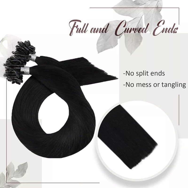 Moresoo Extensiones Cabello Humano 50gr 14in #1b Off Negro