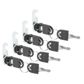 PATIKIL Cabinet Drawer Lock with Keys, 4 Pcs 5/8"(16mm) Keyed Alike Zinc Alloy Security Lock Cylinder Cam for Door Cupboard Household Mailbox Office Black