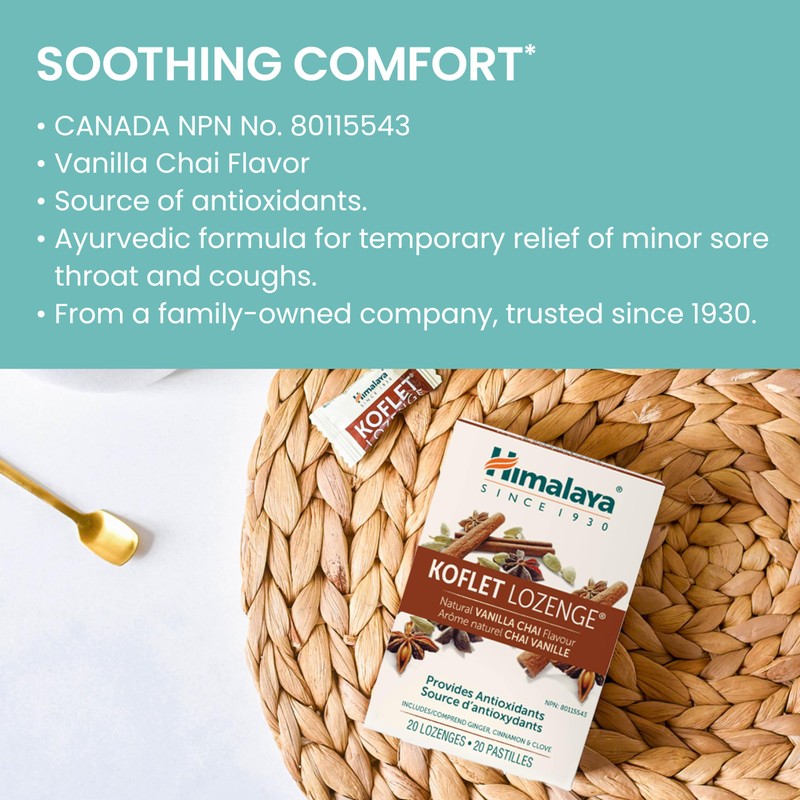 Himalaya Koflet Lozenges, Vanilla Chai Flavor, Provides Antioxidants, Includes Ginger,