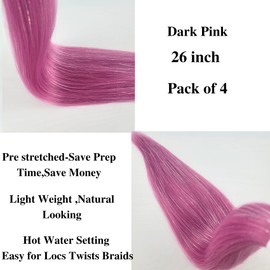 Dark Pink Tinsle Braiding Hair Pre stretched Glitter Tinsel Hair Prestretched Braiding Hair Sparkle Tinsel Ez Braid Braiding Hair