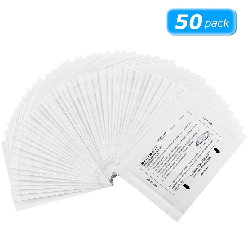 BONSEN Paper Shredder Sharpening & Lubricant Sheets-Pack of 50