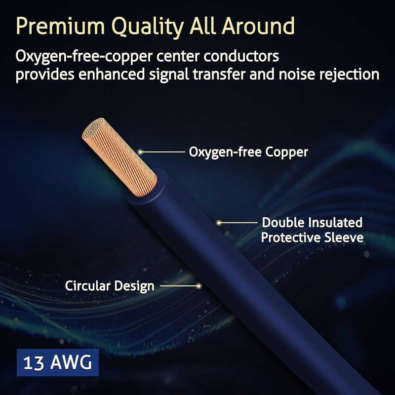UCINNOVATE RCA Audio Cable for Amplifier, 13 AWG 30cm 2
