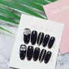 Chic black nails Handmade nail tips - long stiletto /