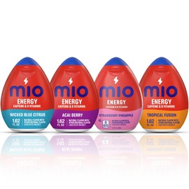 Mio Energy Water Enhancer Variety Pack, 1.62 fl oz, 4 Flavors (Wicked Blue Citrus, Acai Berry, Strawberry Pineapple, Tropical Fusion) with Caffeine and B-Vitamins, Zero Sugar