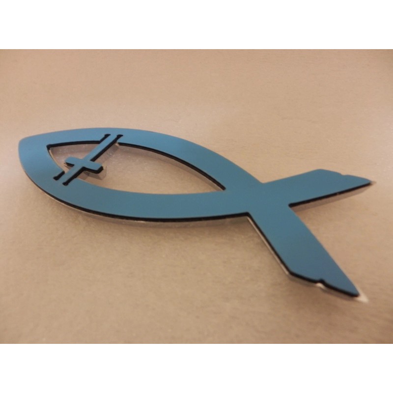 fish JESUS Cross Religious Logo Christian Fish Symbol Chrome Car