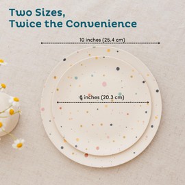 Nook Theory 4 Pack Reusable Bamboo Plates - Non-Toxic Toddler and Kids Plate, Dishwasher Safe, Not Microwavable Dinnerware (Pop 8")