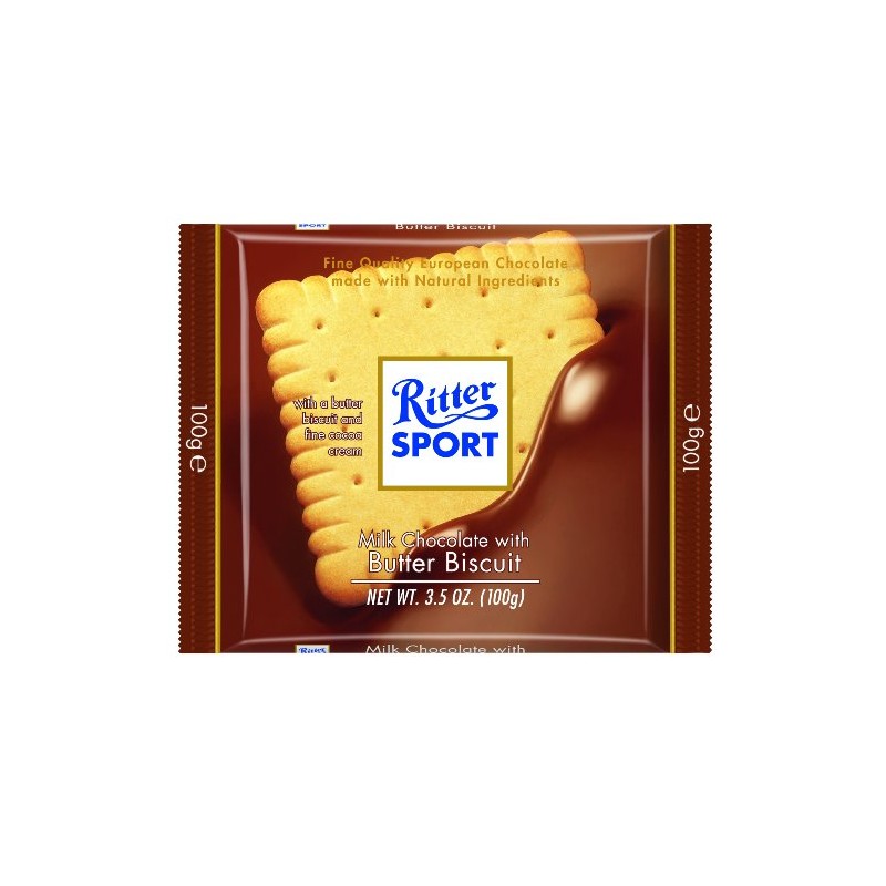 Ritter Sport, Milk Chocolate with Butter Biscuit, 3.5-Ounce Bars (Pack