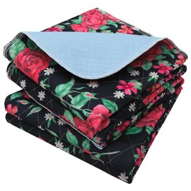 OUTCREATOR® Washable Bed Pads 34" x 76" (Pack of 2), Incontinence Mattress Protector, Anti-Slip Waterproof Underpads for Adults Kids Elderly Pets, Absorbency & Reusable Bedwetting Pads (Red Flower)