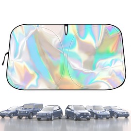 LKCCTK Car Sunshade, Car Parasol, Front Sunshade, Colorful, Reflective, UV Protection, Interior Degradation, Insulation, Privacy Protection, Lightweight, Easy Installation, Convenient Storage, Foldable, Storage Bag Included, Heatstroke Prevention, Dashboard Protection, Windshield