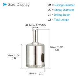 CoCud Diamond Hole Saws Drill Bits, 25mm / 1" Drilling Diameter, Nickel Plated Alloy Steel Drill Bit - (Applications: for Glass Ceramic Tiles Marble Stone), 2-Pieces