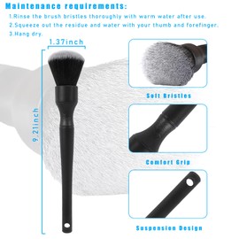 Ziciner Car Detailing Brush, Ultra Soft Car Detail Brush Kit for Elegant Surfaces, Auto Scratch-Free Cleaner Kit for Car Interior & Exterior, Wheels, Dashboard, Engine Bay (Long Handle)