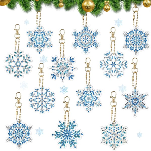 XLZJYIJ 5D Diamond Painting Christmas Pendant Children, Pack of 12