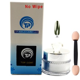 Magic Mirror Chrome Effect Metallic Powder Plus No Wipe Top Coat. App. 5g per jar / 15 ml per No Wipe Bottle (Mirror #04 / No Wipe)