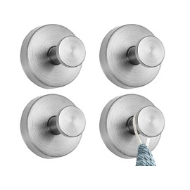 Fvokle 4pcs Suction Cup Hooks,Stainless Steel Waterproof Suction Cup Hooks for Shower,Suitable for Shower,Bathroom, Kitchen, Glass Door, Mirror, Tile, No-Drill Hooks(Brushed Nickel)