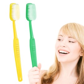 2 Pack 15.75x1.57 Inches Giant Toothbrush Props, Oversized Gag Novelty Bath Brushes, Huge Comedy Item for Costume Accessory, Photo Shoots, Party Favors, Pet Grooming, Yellow and Green