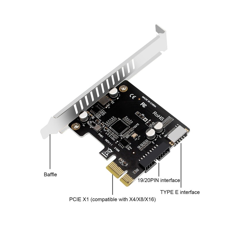 Expansion Card PCIE to USB 19Pin Good Conductivity One Piece