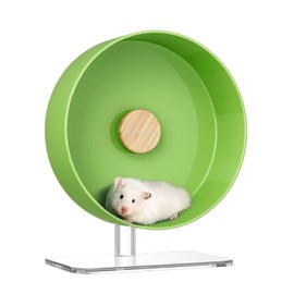 BUCATSTATE Hamster Wheel Slient 12.5inch, Acrylic Hamster Exercise Wheel with Stable Adjustable Stand Running Wheel for Golden Bear Hamster, Sugar Gliders, Rats, Hedgehogs and Other Small Animals