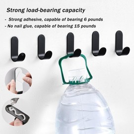 FZFQHCJH Adhesive Hooks,10 Pcs, Heavy Duty Hooks Hold 12Lbs, Stainless Steel, Adhesive for Hanging, Metal Sticky J Strip, for Hat, Coat, Picture, Backpack, Garage