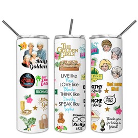 Golden Girls Tumbler, Live Like Rose Love Like Blanche Skinny Tumbler, Gift For Golden Girls Lovers, Friend Birthday, Friends Gift 20oz Insulated Coffee/Tea Stainless Steel Travel Tumbler with Lid