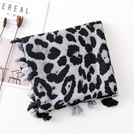 VALICLUD Fashion Scarves for Women Blanket Scarf Oversized Scarf with Leopard Print Animal Print Scarf Wrap, gray