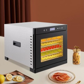 LyeXD Food Dehydrator 6 Mesh Trays for Jerky, 700W Touch Control Food Dehydrator Machine w/ 95-167℉ Temp Control&Overheating Protection, Stainless Steel Food Dehydrator for Fruit,Meat,Herbs