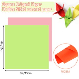 Phinus 300 Sheets 6" Square Origami Paper, 20 Colors Origami Paper 6x6, Double Sided Color Origami Papers for Beginner, Origami Paper for Arts and Crafts